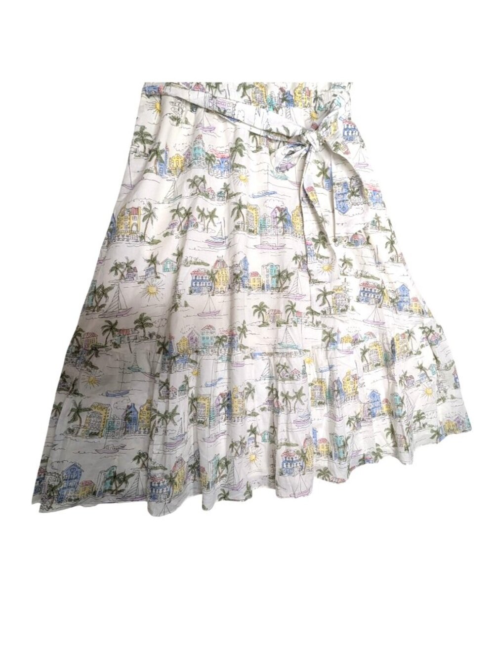 Talbots Scenic Curaçao Ruffle Fit & Flare Dress Cotton V-Neck Size 8 Sleeveless - Picture 14 of 16